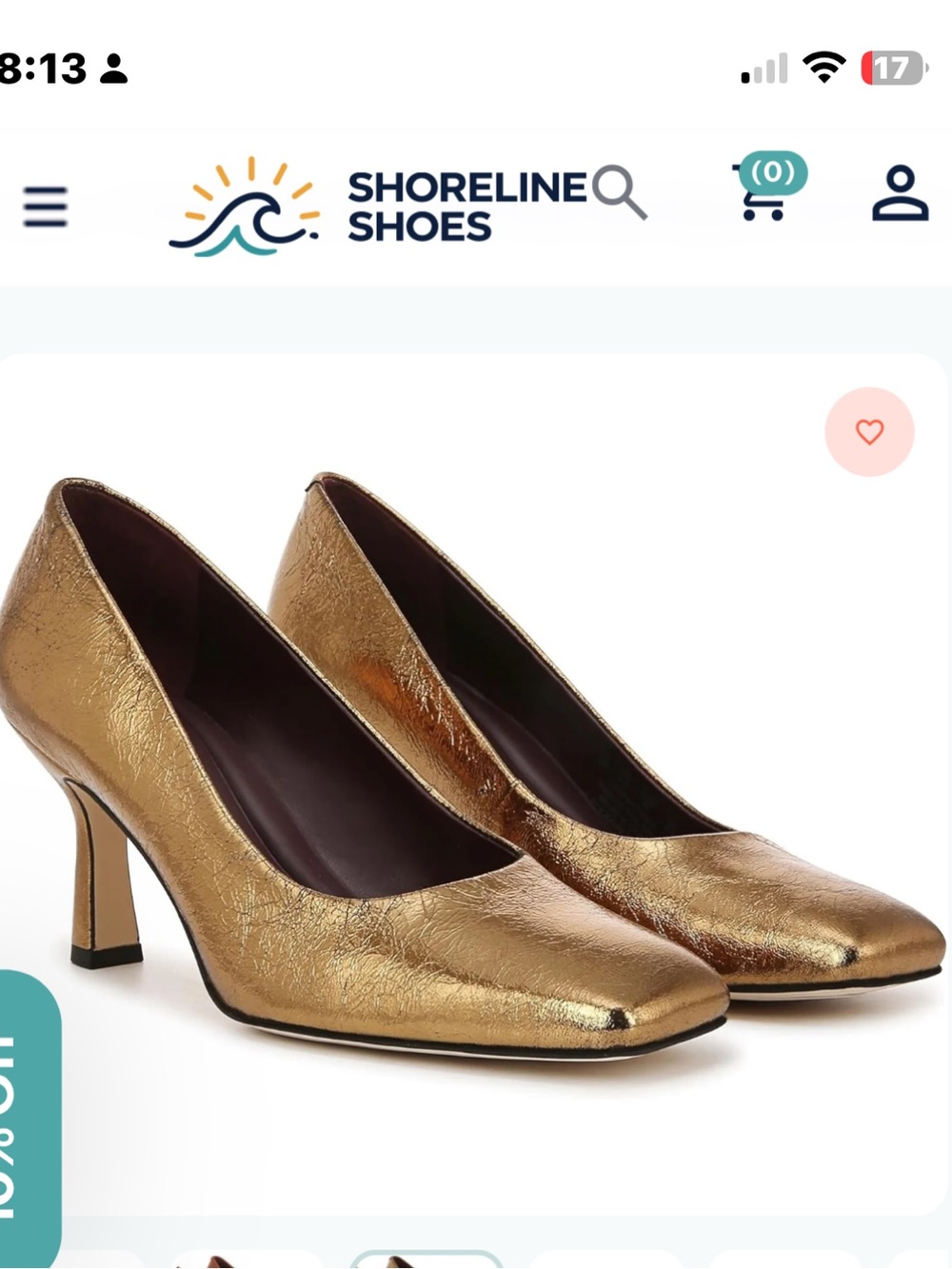 Franco Sarto Metallic Gold Square Toe Mid Heel Pumps SZ.7